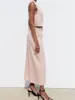 Women's Pants 2024 Women Summer Wide Leg Casual Solid High Waist Pockets Ankle-Length Female Elegant Street Trousers