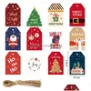 Décorations de Noël 48pcs Joyeux Noël Kraft Paper Tags Tags Arbre Étiquette suspendue DÉCORATIONS NOUVELLES CARTES DE VELATION PACK DROP DEL DH9CA