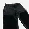 Jeans pour hommes Hommes lavés noirs déconstruits style à six poches automne hiver streetwear