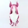 Fontes de festa Jogo LOL Star Guardian Kaisa Cosplay Wig Headwear Rosa Roxo Gradiente 90cm Resistente ao Calor Perucas de Halloween Longo Cabelo Sintético