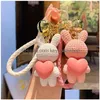 Keychains & Lanyards Keychains Lanyards Fashion Style Ins Trend Keychain Knitted Heart Rabbit Pendant Car Bag Decoration Jewelry Acce Dhpb1