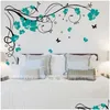 Adesivi murali Grande farfalla Vite Fiore Vinile Adesivi murali rimovibili Albero Decalcomanie di arte Murale per soggiorno Camera da letto Decorazioni per la casa Tx-10 Dhdrj