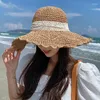 Breda randhattar 2024 Straw Hat Beach Weaving High Quality Women's Summer Versatile Fashion Sun Sunscreen Elegant Spring och YC148