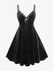 Sukienki swobodne Rosegal koronki w rozmiarze w rozmiarze aksamitne sukienka cami i z kapturem top kobiety zimowe black szatę dwa kawałki