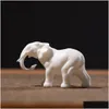 Decorative Objects & Figurines Decorative Objects Figurines China White Elephant Blanc De Chine Artwork Dehua Ceramic Handicraft Mini Dhpd1