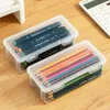 Transparent Pencil Box With Buckled Dustproof Stationery Case Waterproof Plastic Desktop Storage School Supplies