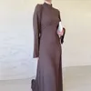 Casual Dresses Elegant Solid Women Knitted Simple Europe America Slim Long Sleeve Dress O Neck Office Ladies Chic Frocks