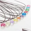 Anhänger Halsketten Halsketten Party Mode Blumenanhänger Lederkugel Kristallglas Getrocknete Blumen Halskette Drop Delivery Jewel Dhnme