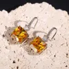 2024 CHOUCONG DANGLE ÖNNINGAR Lyxiga smycken Sparkling 925 Sterling Silver Princess Cut Yellow Cubic Zircon Cz Diamond Gemstones Party Women Hook Drop Earring Gift Earring Present