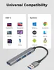 4Port USB 3.0 Hub High Speed ​​Type C Splitter for PC Computer Accessories Multiport 4 2.0 منافذ