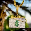 Colares Pingente Chegadas Latão Iced Out Fl Diamante Zircon Personalidade Símbolo Dinheiro Bolsa ColarPendant ColarSpendant Drop De Dhwdh