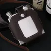 XYKIT Big Capacity 18 26 35OZ Stainless Steel Whiskey Flasks Brown Transparent Holster Buckle Hip Flask Men Portable T2001112134