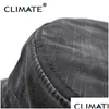 Kawałki kulkowe klimat 2021 Spring Prosty solidny, silny, umyty jeansowy bawełniany płaski czapkę mężczyzn Kobiety Regulowane polowanie armia upuszcza Dh3lm