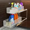 Kitchen Storage Bathroom 2 Layers Metal Rack Sink Seasoning Bottle Cutlery Drain Shelf Skincare Dirty Clothes Organizer