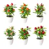 Decorative Flowers Artificial Potted Plants Fake Pepper Strawberry Orange Peach Bonsai Pot Ornaments Office Home Garden Decoration