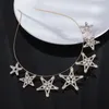 Fermagli per capelli 2024 Tiara con strass di cristallo Corona Stella Nuziale Nuziale Principessa Spettacolo Regina Fascia