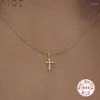 Hängen Aide 925 Sterling Silver ClaVicle Halsband 2024 Trend Cross Pendant Gold Neckor for Women Fine Jewelry Bijoux Femme