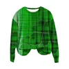 Women's Hoodies St. Day Long Sleeve Mönster Green Crew Neck Cuffed Sweatshirt Kvinnor Grafisk träningstoppar Falltröjor