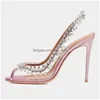 Sandales Sier Rose PVC Clear Talons Femmes Pompes Sexy Strass Mince Talons Hauts Chaussures Bouts Pointus Discothèque Drop Livraison Acce Dhtb6