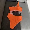 Roupa de banho feminina sexy corte monokini um ombro peça maiô feminino 2024 verão bodysuit sólido terno de natação trikini banhista