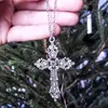 Pendant Necklaces 2024 Gothic Dark Style Cross Necklace Rock Punk Goth Fashion For Women Men Jewellery Design Mystical Gifts