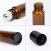 Lagringsflaskor 20 st 1/2/3/5/10 ml Tom Amber Roll på Glass Pulse Essential Oil Roller Ball Makeup Tools Refillable Liquid Container