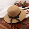 Wide Brim Hats 2024 Spring Summer Ribbon Straw Hat Fashionable And Elegant Beach Sun Sunscreen Versatile For Women YC150