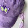 Ball Caps Ins Cute Butterfly Purple Baseball Cap Women Spring Autumn Cartoon Cotton Casual Outdoor Adjustable Hip Hop Hat Casquette