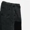 Jeans pour hommes Hommes lavés noirs déconstruits style à six poches automne hiver streetwear