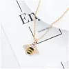 Pendentif Colliers Abeille Collier Insecte Pendentif Champagne Zircon Or Couleur Bijoux Fête Fiançailles Tour De Cou Drop Livraison Bijoux Collier Dhw1E