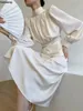 カジュアルドレス女性ヴィンテージエレガントなイブニングパーティーミディド​​レス春秋フレンチスタイルの長袖スリムなローブ女性シックな服2024