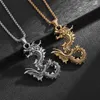 Collares colgantes Hip-Hop Estilo chino Zodiaco Dragón Collar personalizado para hombres y mujeres Suéter Cadena Joyería