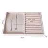 Jewelry Boxes Beige Veet Tray Organizer Storage Box Holder Necklace Ring Earring Pendant Stand Series Q231109 Drop Delivery Dhzfw