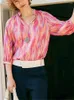 Blusas femininas blusa colorida xadrez impressa 2024 primavera casual solto ajuste camisa com decote em v