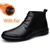 Boots Office Oxford Business Warm Man Black Shoes Snow Formal Ankle Boot Genuine Leather Luxe Winter Men