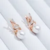 Dangle Earrings Kinel Fashion Geometry Pearl Drop For Women 585 Rose Gold Silver Color Mix Natural Zircon Boho Ethnic Wedding Jewelry