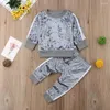 Set di abbigliamento 0-5 anni Set di vestiti autunno-inverno per bambina per bambini Set di pullover a maniche lunghe in velluto per bambini Felpe con pantaloni superiori Vestito casual per bambini