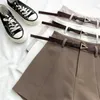 Frauen Shorts Casual A-linie Hohe Taille Kurze Femme Chic Büro Dame Mit Gürtel Vintage Weibliche Hosen