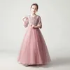 Girl Dresses Girls 'Long Sleeve Princess Dress Flower 2024 Children's Wedding Host Evening Piano Performance