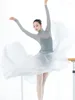 Palco desgaste ballet chiffon longo tutu vermelho malha adulto bailarina cisne lago latina dança moderna tule elástico cintura bola saia tutus atacado