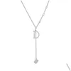 Pendant Necklaces D Letter Necklace Hip Hop Accessory Fastening Mid Length Sweater Drop Delivery Jewelry Necklaces Pendants Dht65
