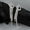 Orecchini pendenti F.I.N.S S925 in argento sterling con nappa lunga appesa in diversi modi per indossare gioielleria raffinata con piercing all'orecchio geometrico a forma di U