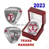 2022 2023 Baseball Rangers Seager Team Champions Championship Anel com caixa de exibição de madeira Lembrança Homens Fan Presente Brithday Drop Entregar Dhx3M