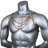 Outros conjuntos de jóias Sexy Homens Moda Roupas Acessórios Metal Cosplay Oco Out Body Chest Chain Harness Clubwear Corpo Jóias Colar YQ240204