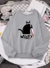 Women's Hoodies Little Black Cat And Knife Printing Womens Clothing Fleece Hip Hop Hoodie Autumn Loose Pullover Crewneck Female Sweatshirt