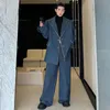 Noymei Single Breasted Suit Jacket Straight Wide Leg Pants Denim Two Pieces Set Trendy Korean Style Autumn Handsome 2024 WA3331 240125