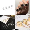 Band Rings Cool Punk Hip Pop Rings Mti-Layer Adjustable Chain Four Open Finger Female Alloy Spin For Womens Party Gift Drop Delivery Dhe7N