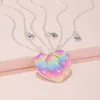 Pendanthalsband 3st/set Rainbow Butterfly Glitter Peach Heart For 3 Girls Ies Friendship Bff Friend Jewelry Gifts