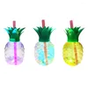 Tasses tasses ananas fête tasse hawaïenne boire Luau lumière Led gobelet paille Up décorations boisson tropicale la lueur sombre couvercle plage