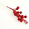 Fleurs décoratives 5pcs 22cm baies de paillettes artificielles branches de baies rouges pour l'artisanat de couronne d'arbre de Noël ornements de maison festivals